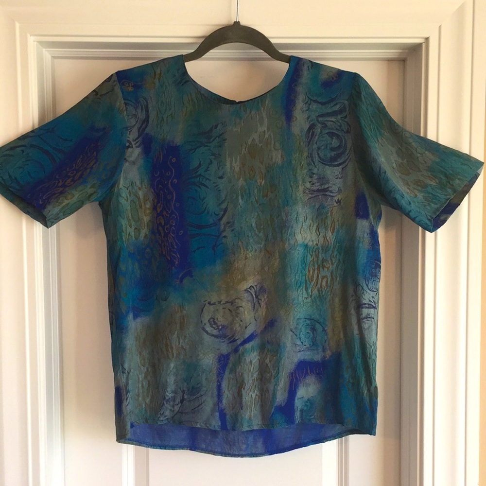 Nancy Bolen Vintage Blue Pattern Top